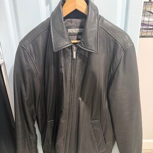 Kenneth Cole Reaction Black Genuine Leather Jacket M